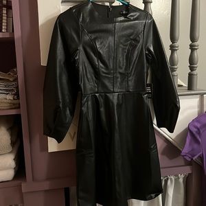Black faux leather dress